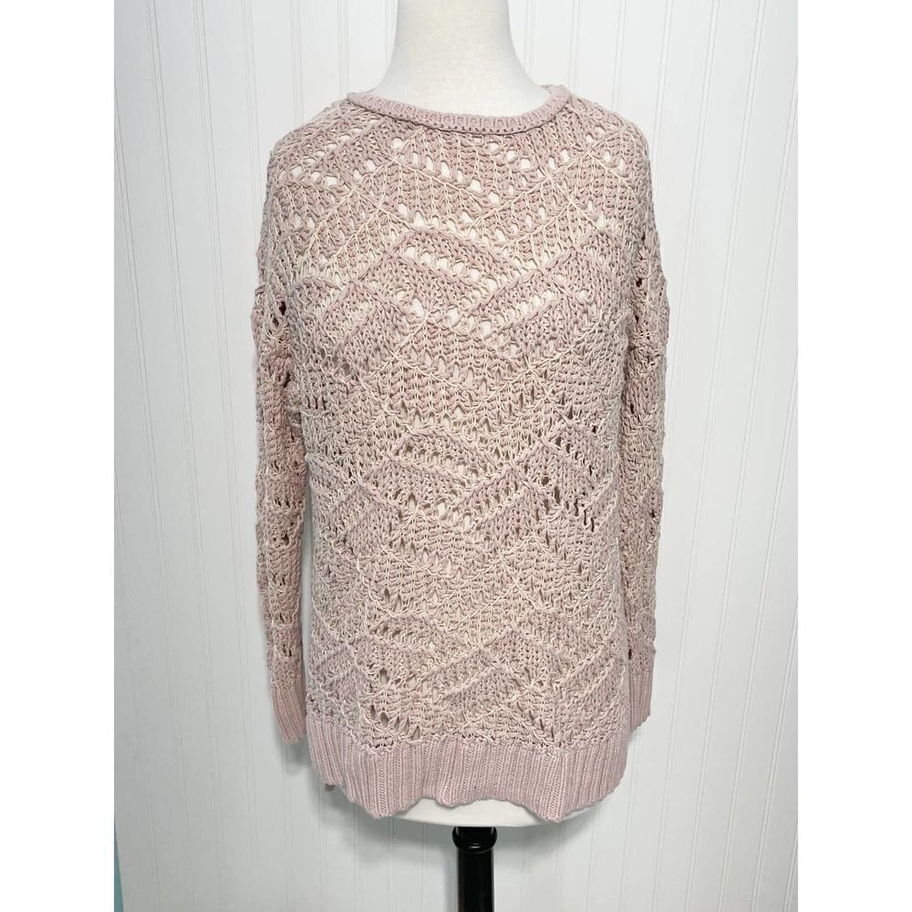 Universal Thread Open Knit Sweater Crew Neck Long Sleeve Pullover‎ Pink Cream XL - Picture 12 of 12